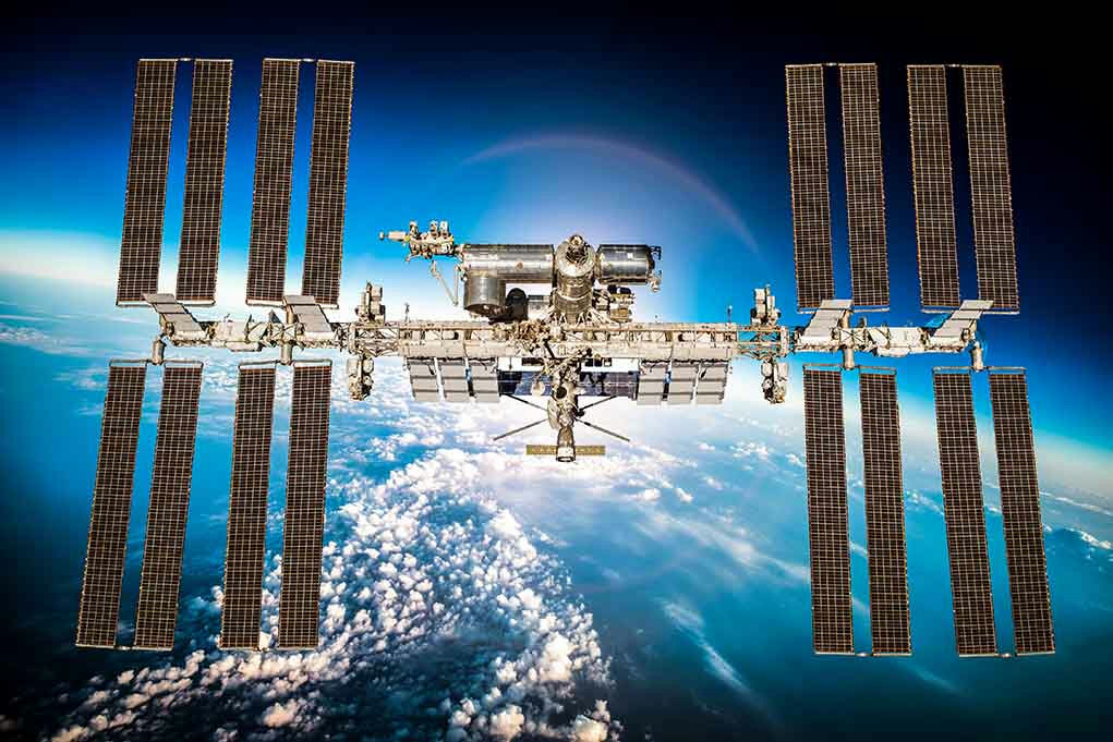 International Space Station orbiting above Earth.